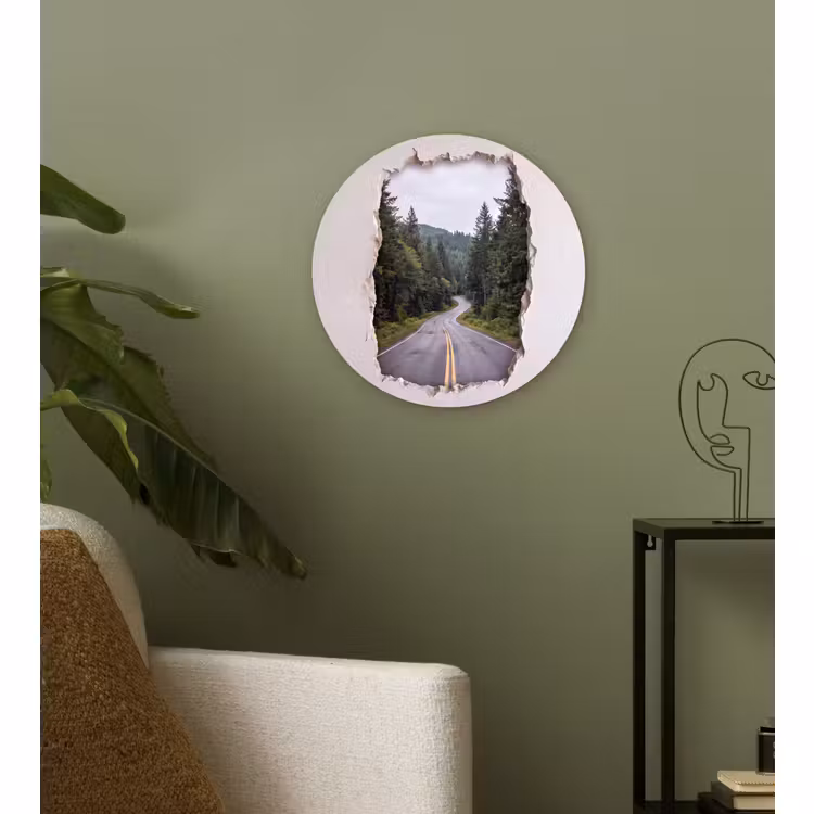 Glasbild Rund - Straße – Wald – Natur — 3
