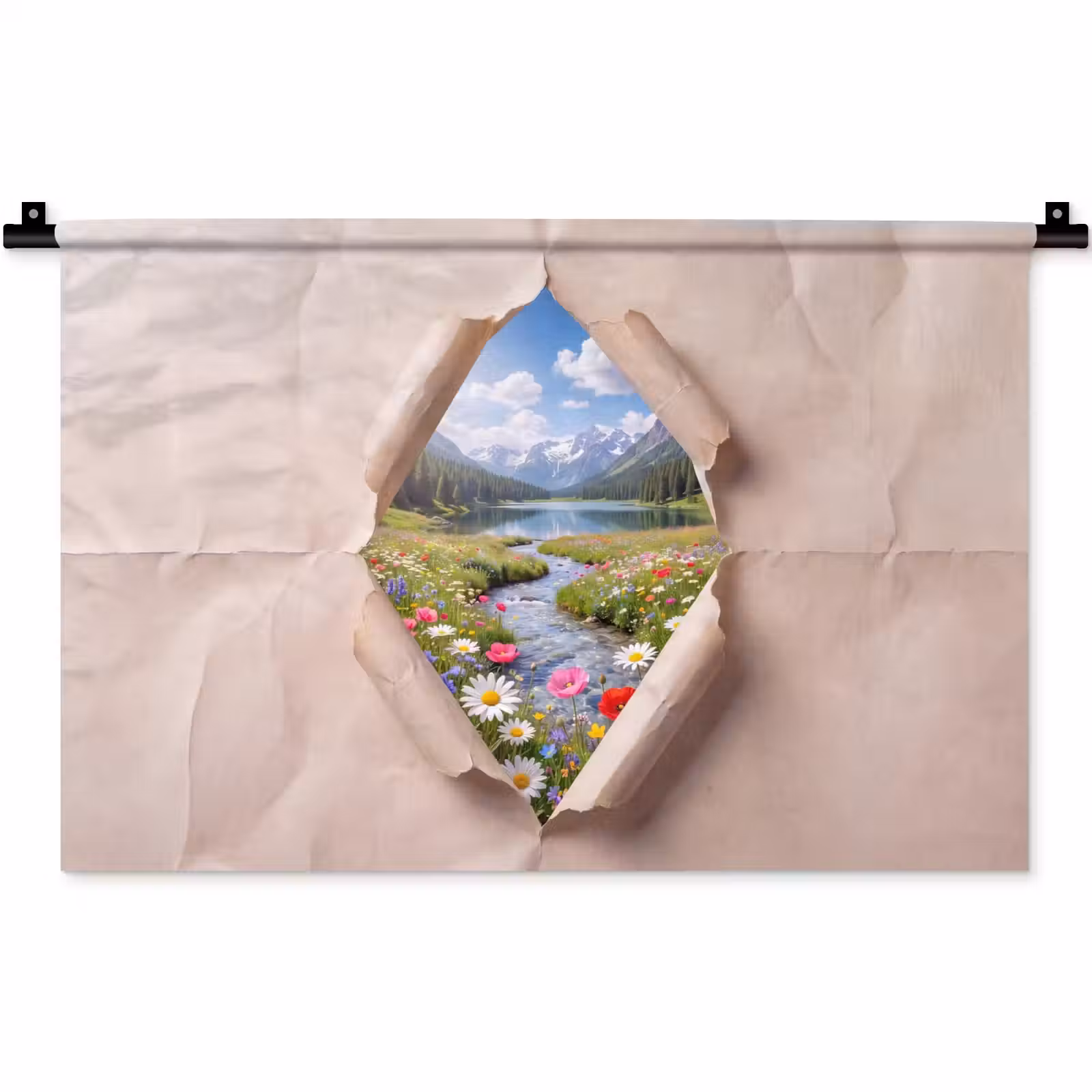 Wandteppich - Blumen – Fluss – Landschaft — 1