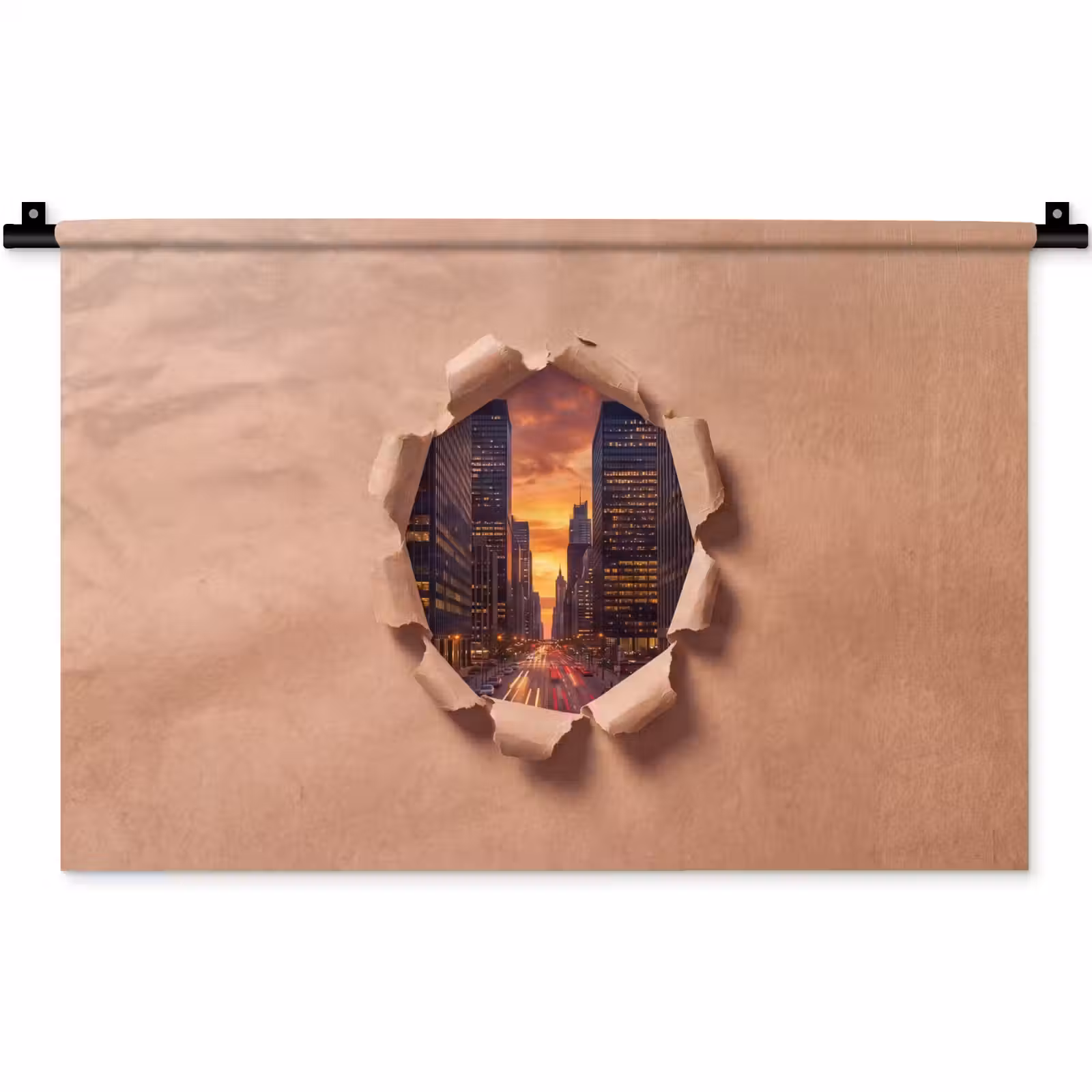 Wandteppich - Stadt – Sonnenuntergang – Papier — 1