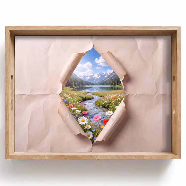 Tablett - Blumen – Fluss – Landschaft — 1