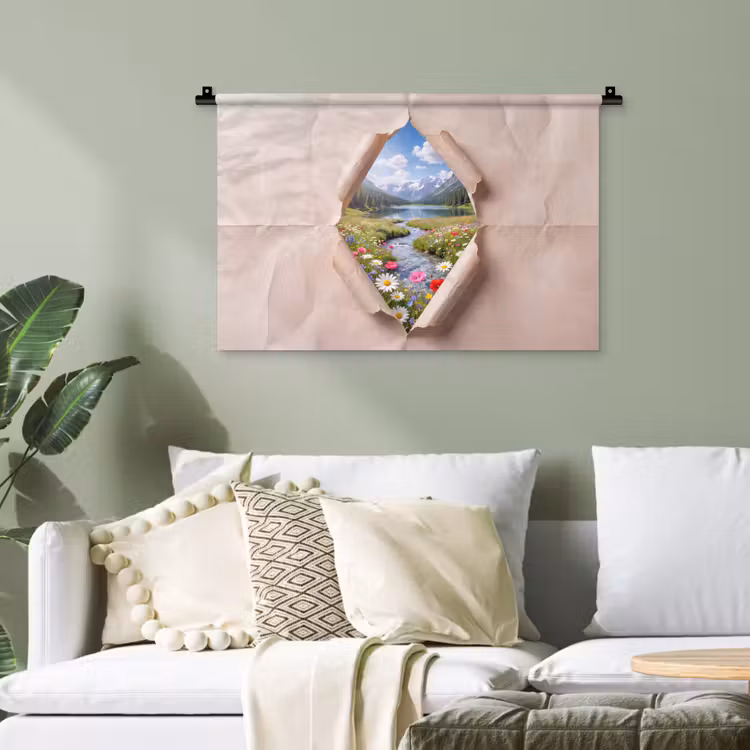 Wandteppich - Blumen – Fluss – Landschaft — 4