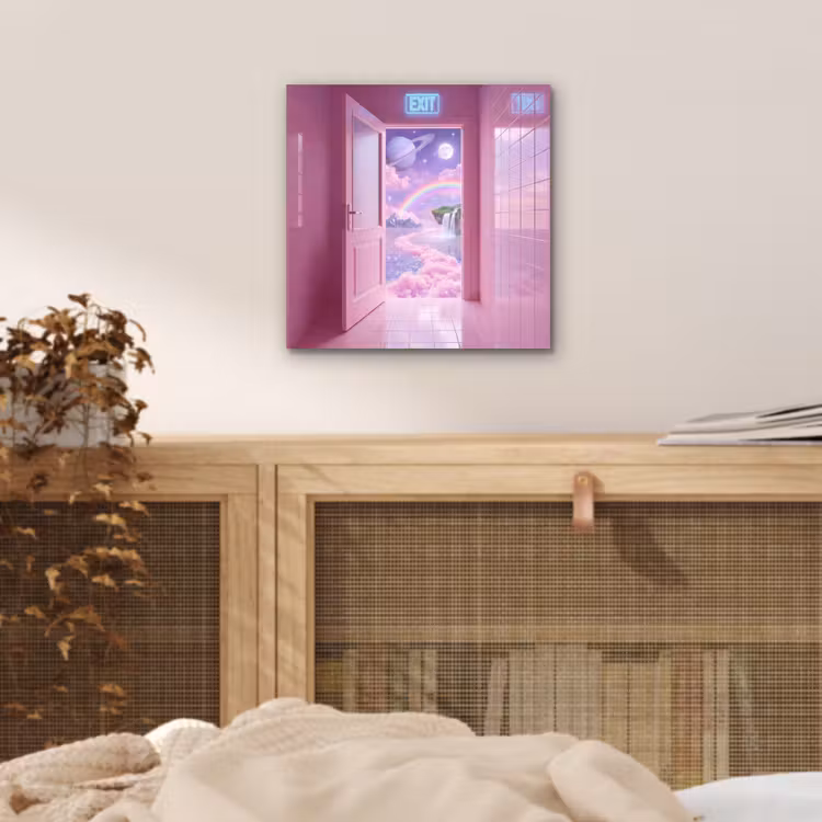 Alu-Dibond-Bild - Rosa Tür – Fantasie — 4