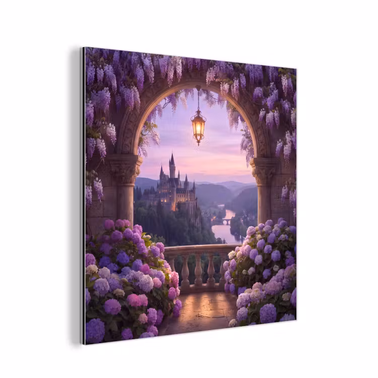 Alu-Dibond-Bild - Schloss – Fluss – Abend — 1