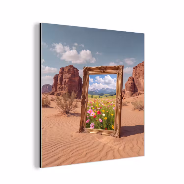 Alu-Dibond-Bild - Rahmen – Wüste – Blumen — 1