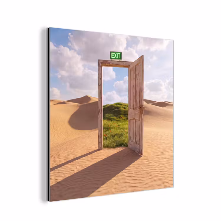 Alu-Dibond-Bild - Tür – Wüste – Gras — 1
