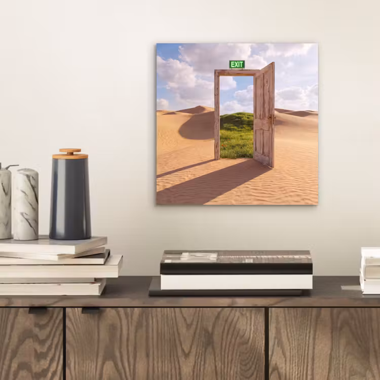 Alu-Dibond-Bild - Tür – Wüste – Gras — 2