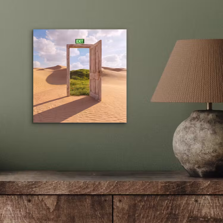 Alu-Dibond-Bild - Tür – Wüste – Gras — 3
