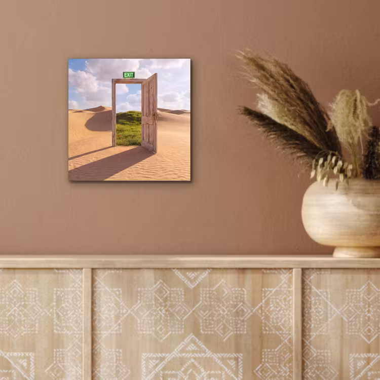 Alu-Dibond-Bild - Tür – Wüste – Gras — 5
