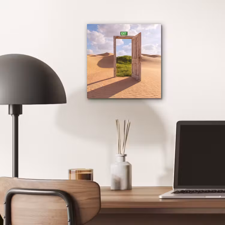 Alu-Dibond-Bild - Tür – Wüste – Gras — 6