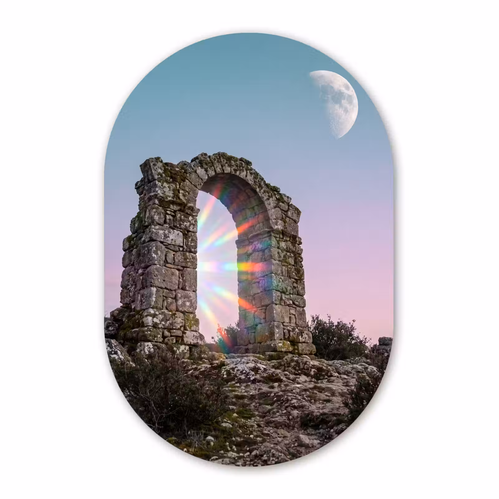 Alu-Dibond-Bild Oval - Bogen – Regenbogen – Mond — 1