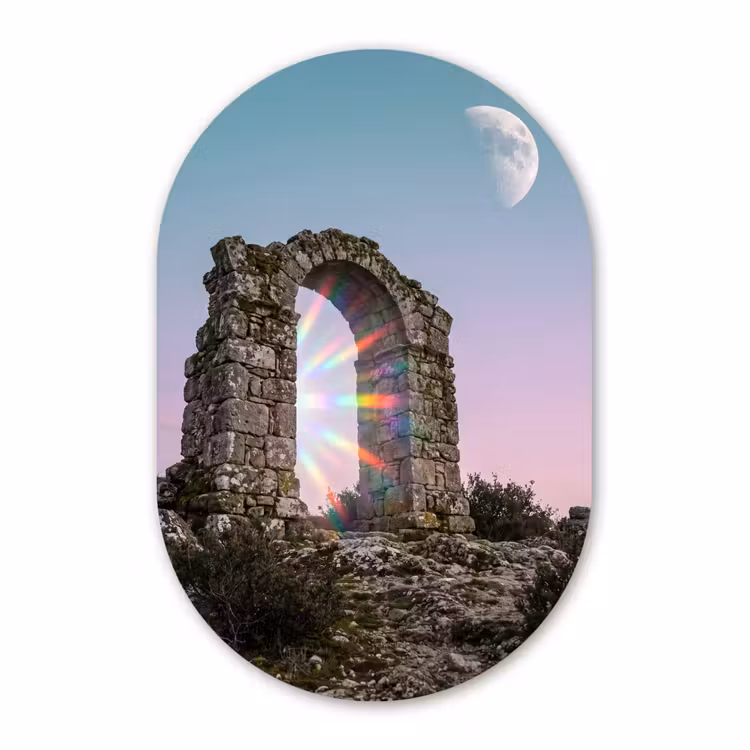 Alu-Dibond-Bild Oval - Bogen – Regenbogen – Mond — 1