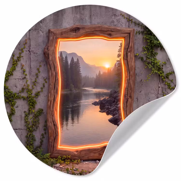 Runde Tapete - Landschaft – Rahmen – Licht — 1