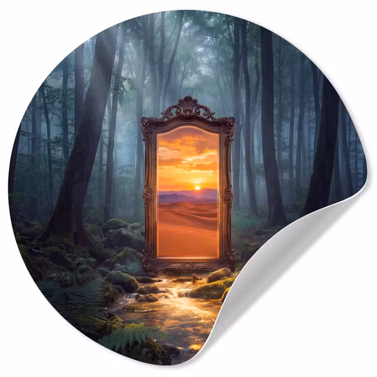 Runde Tapete - Spiegel – Wald – Natur — 1