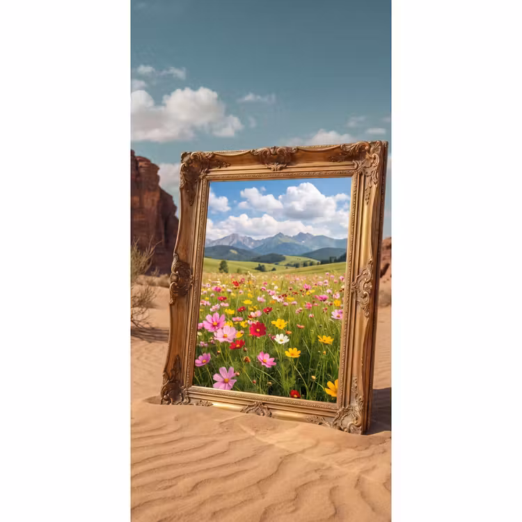 Tapete - Rahmen – Wüste – Blumen — 2
