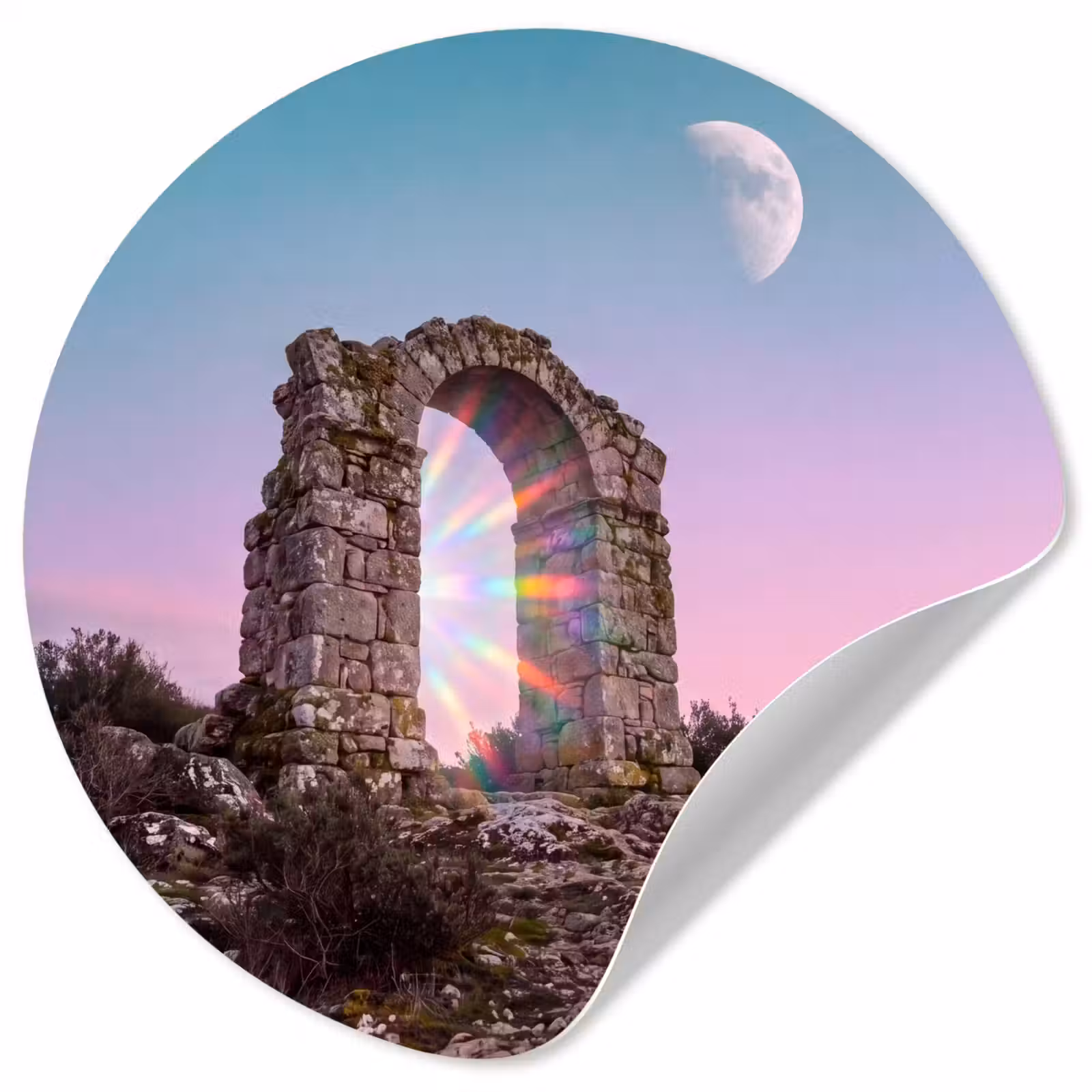 Runde Tapete - Bogen – Regenbogen – Mond — 1