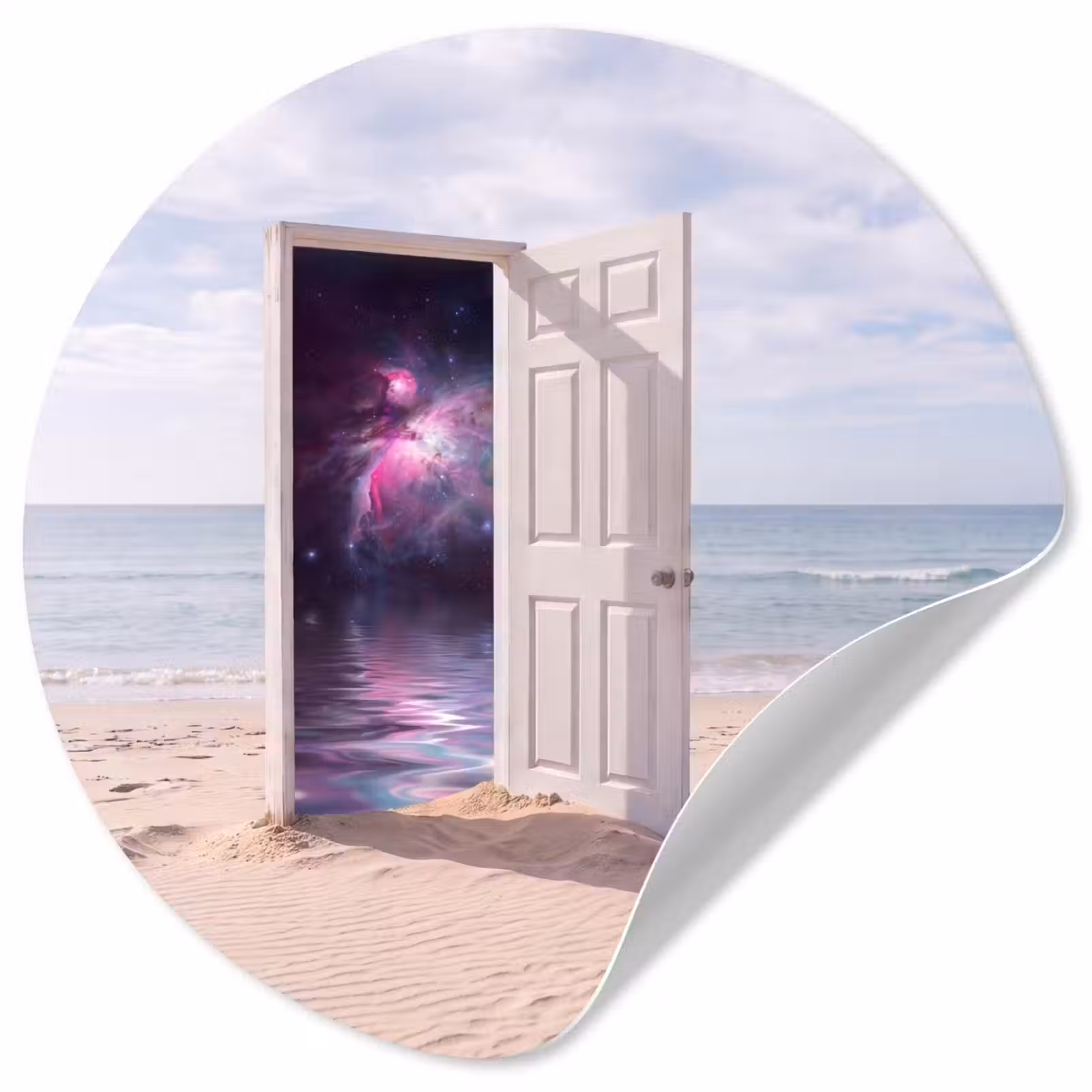 Runde Tapete - Tür – Strand – Kosmos — 1