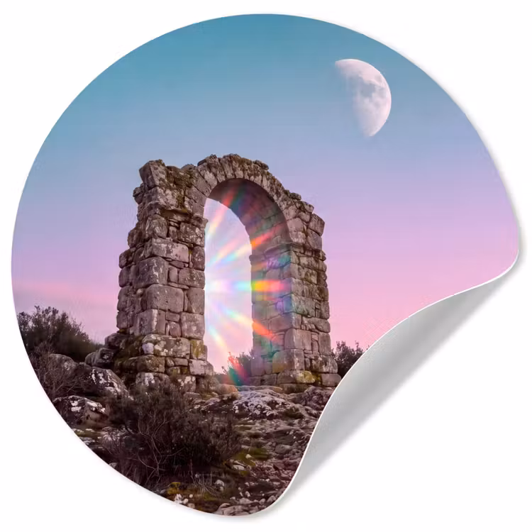 Runde Tapete - Bogen – Regenbogen – Mond — 1