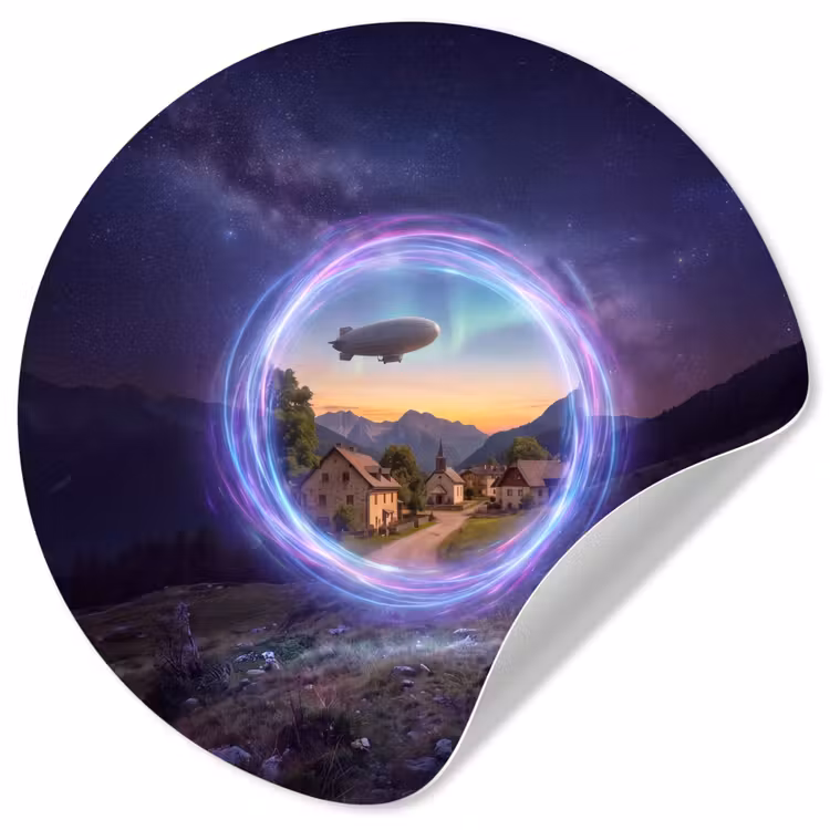 Runde Tapete - Portal – Dorf – Fantasie — 1