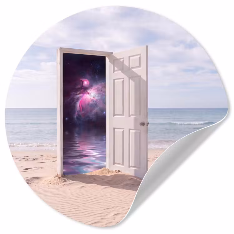 Runde Tapete - Tür – Strand – Kosmos — 1