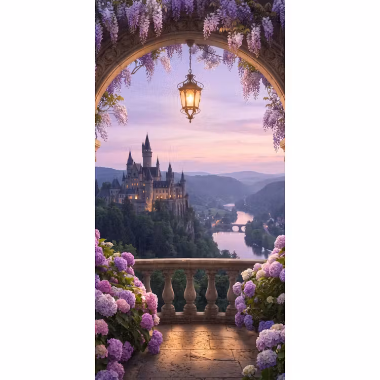 Tapete - Schloss – Fluss – Abend — 2