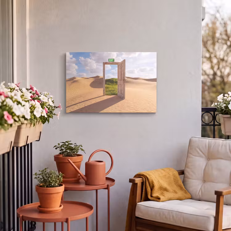 Outdoor Leinwand - Tür – Wüste – Gras — 3