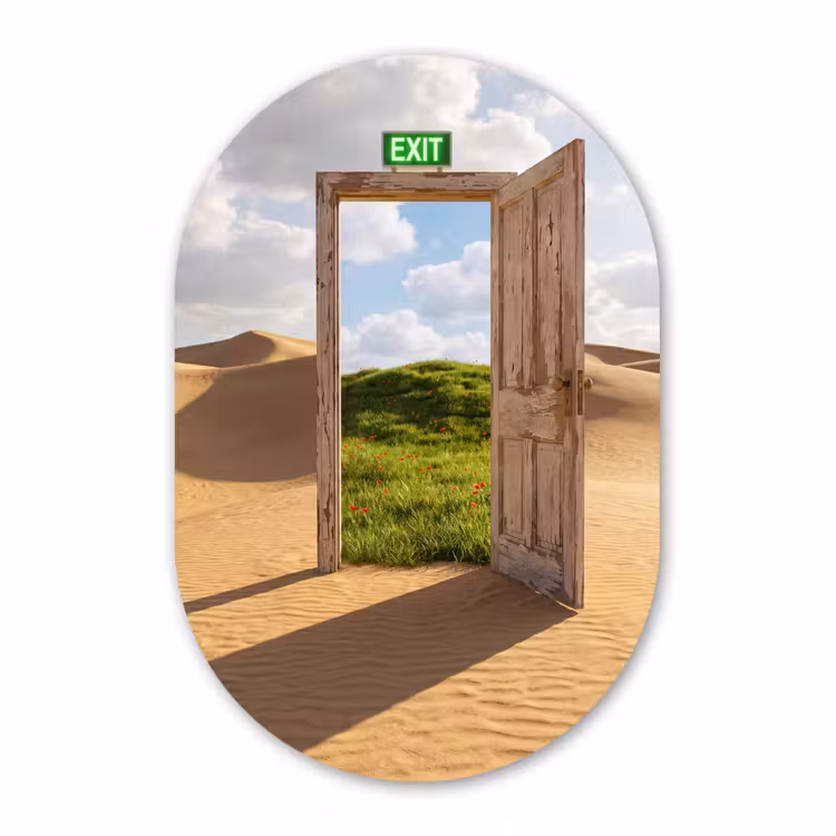 Forexbild Oval - Tür – Wüste – Gras — 1