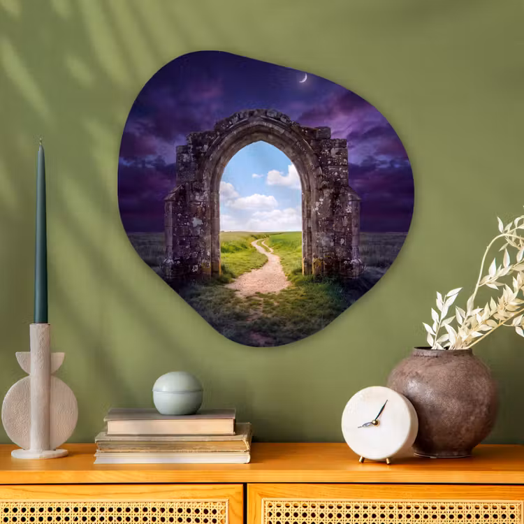 Glasbild Organische Form - Bogen – Landschaft – Kontrast — 2