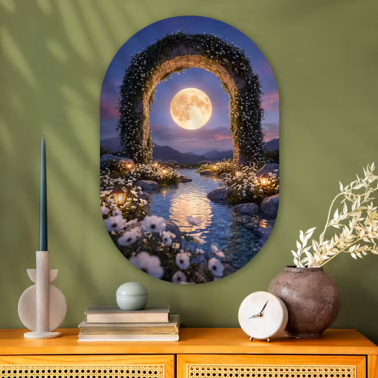 Glasbild Oval - Bogen – Mond – Nacht — 2