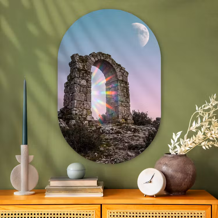 Glasbild Oval - Bogen – Regenbogen – Mond — 2