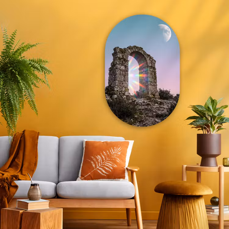 Glasbild Oval - Bogen – Regenbogen – Mond — 3