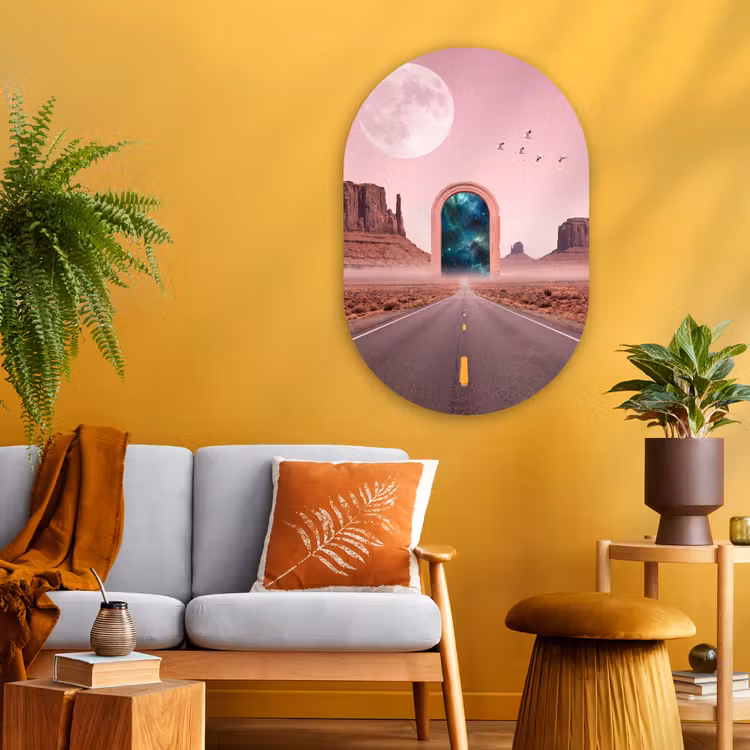 Glasbild Oval - Landschaft – Tor – Raum — 3