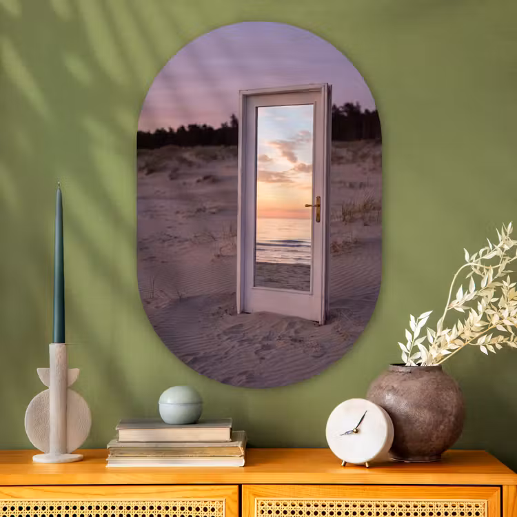 Glasbild Oval - Spiegel – Meer – Sonnenuntergang — 2