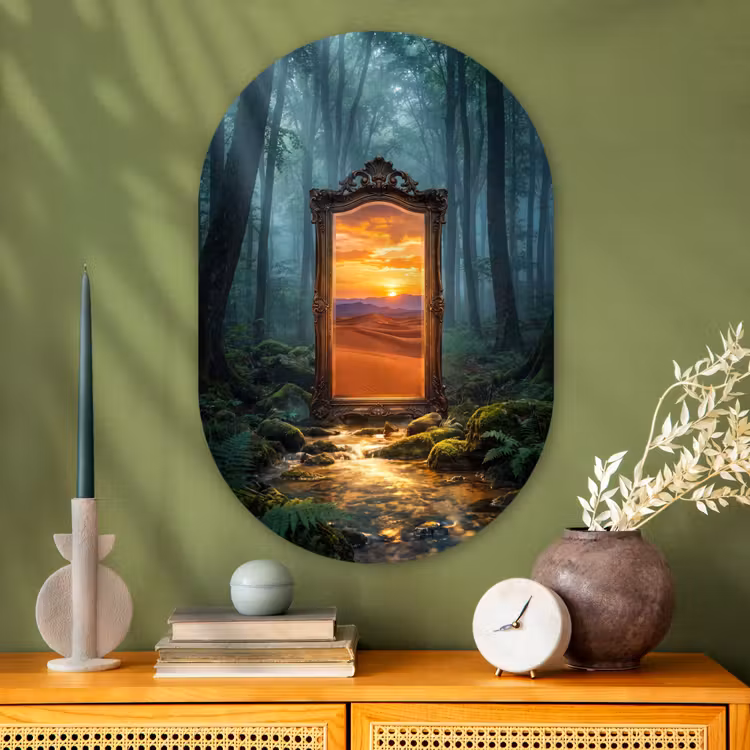 Glasbild Oval - Spiegel – Wald – Natur — 2