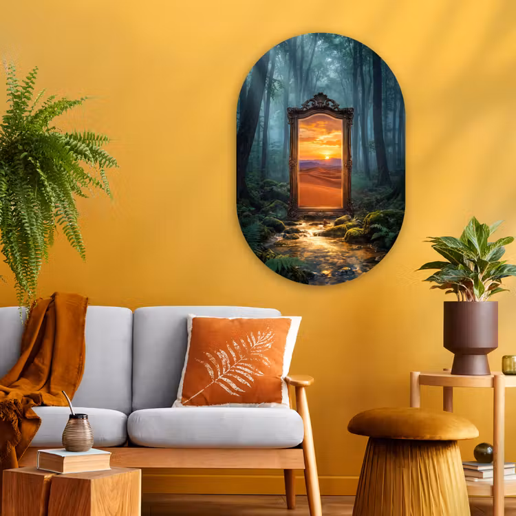 Glasbild Oval - Spiegel – Wald – Natur — 3