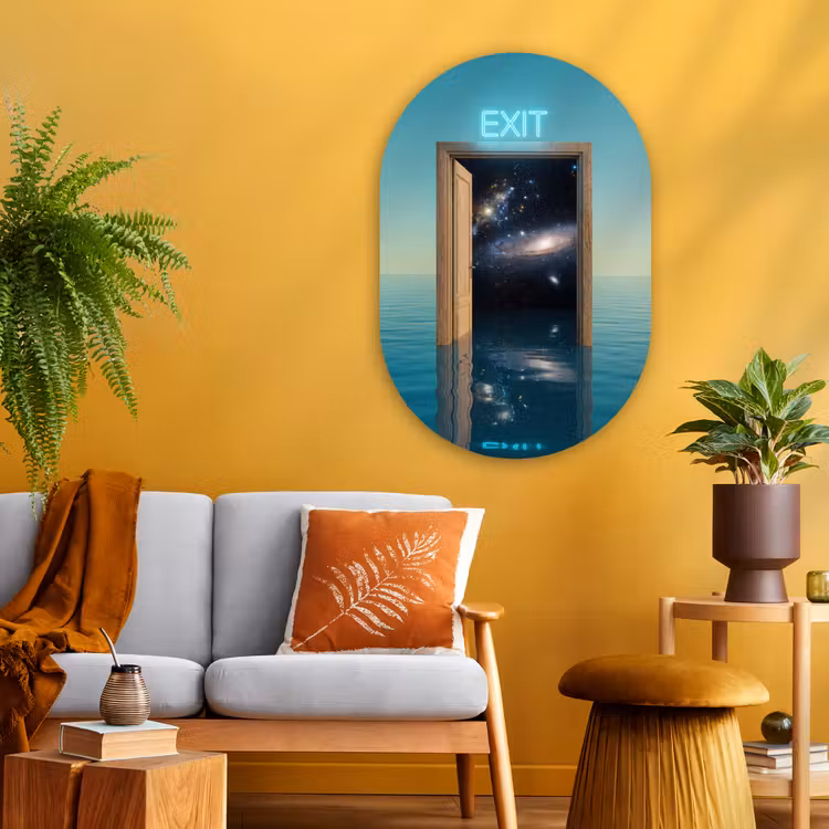 Glasbild Oval - Tür – Raum – Abstrakt — 3