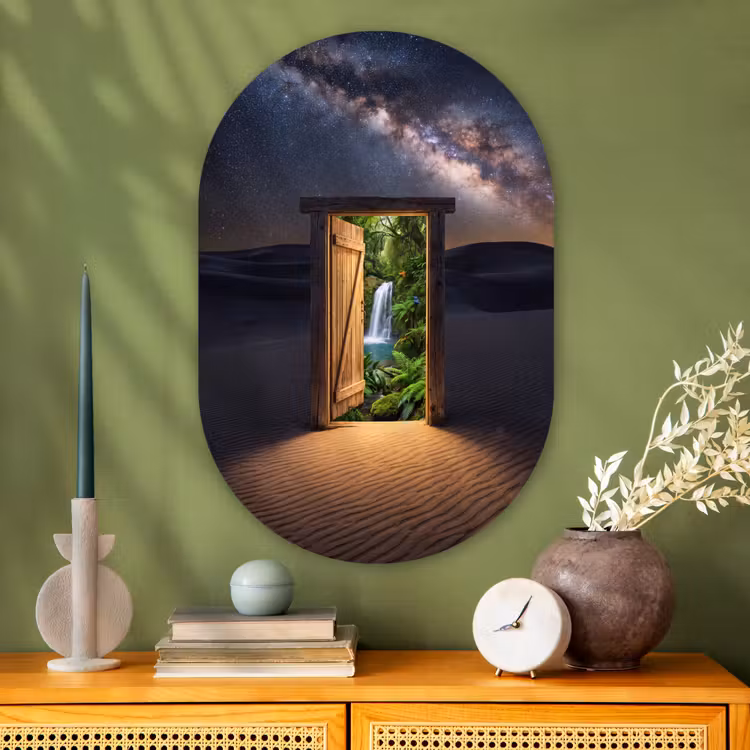 Glasbild Oval - Tür – Wüste – Natur — 2