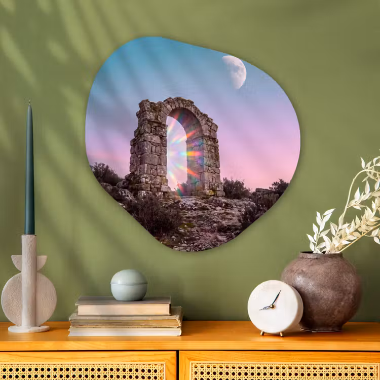 Glasbild Organische Form - Bogen – Regenbogen – Mond — 2