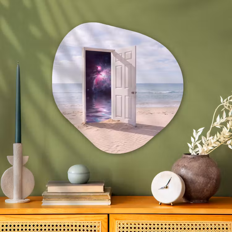 Glasbild Organische Form - Tür – Strand – Kosmos — 2