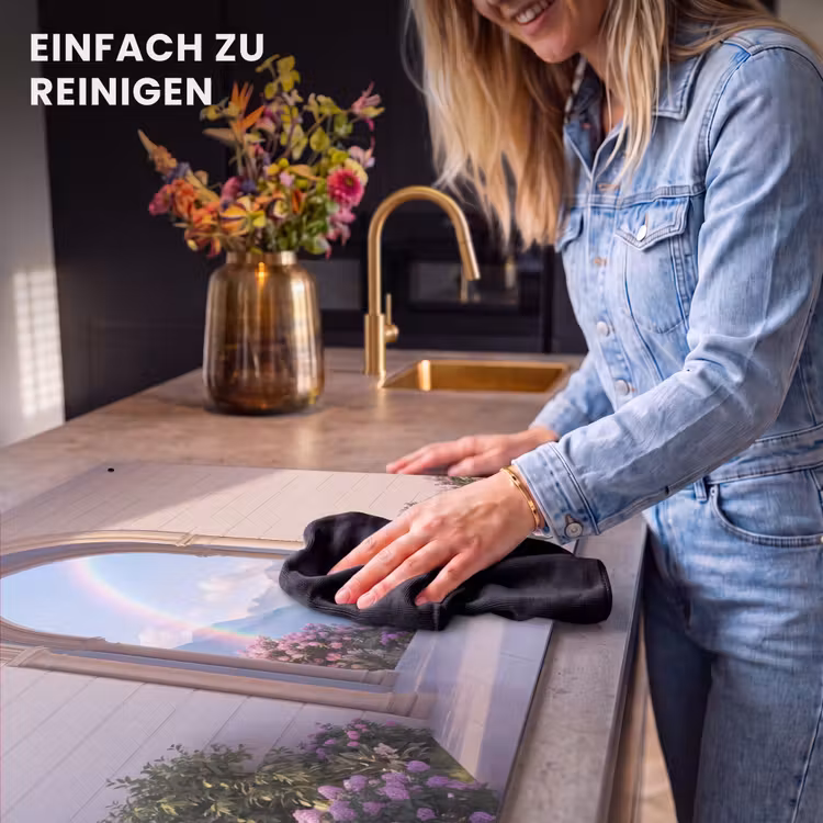 2-in-1 Herdabdeckplatte & Spritzschutz - Bogen – Berge – Regenbogen — 5