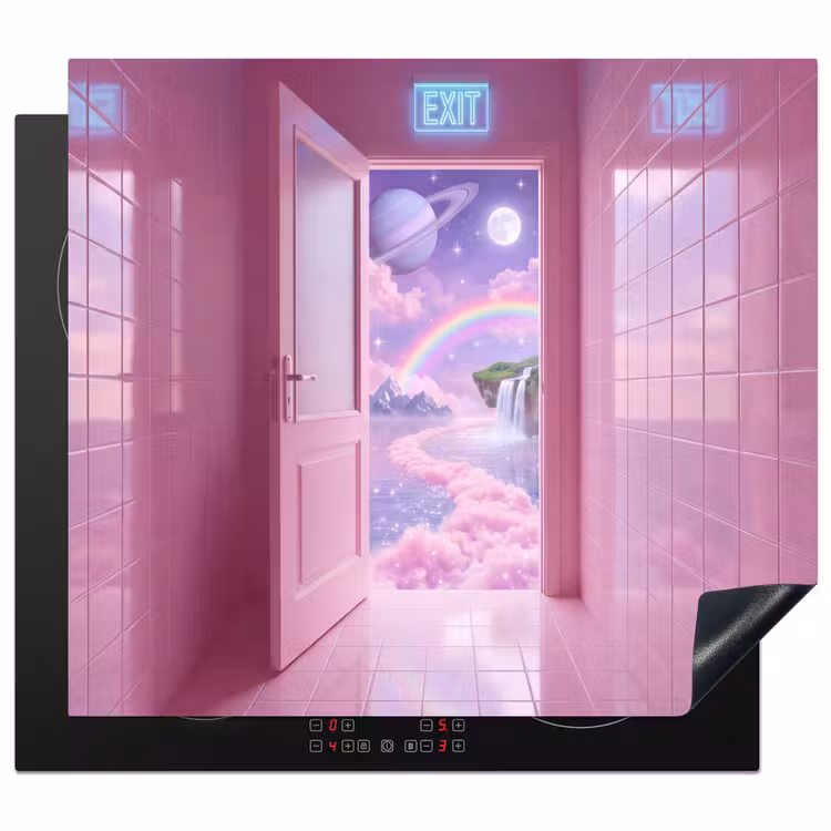 Herdabdeckplatte - Rosa Tür – Fantasie — 1