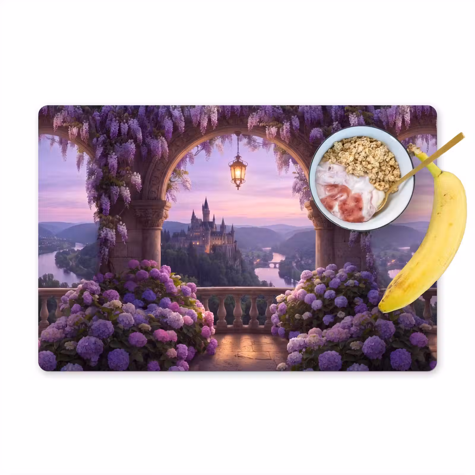 Tischset - 6 Stück - Schloss – Fluss – Abend — 1