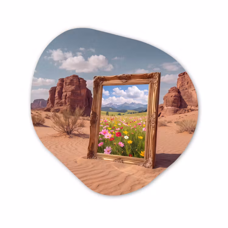 Forexbild Organische Form - Rahmen – Wüste – Blumen — 1