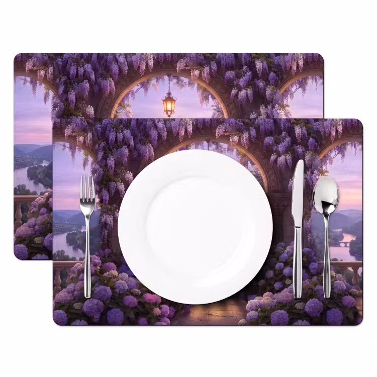 Tischset - 6 Stück - Schloss – Fluss – Abend — 2