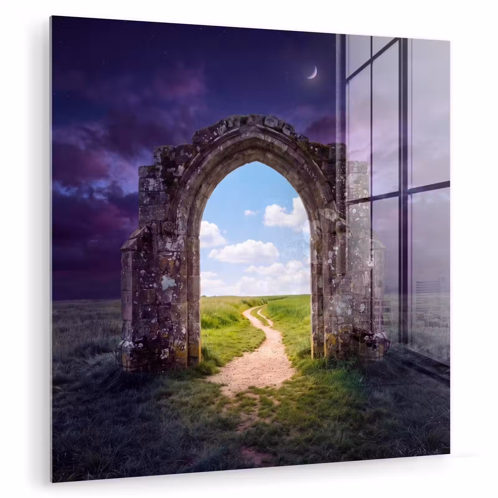 Glasbild - Bogen – Landschaft – Kontrast — 1