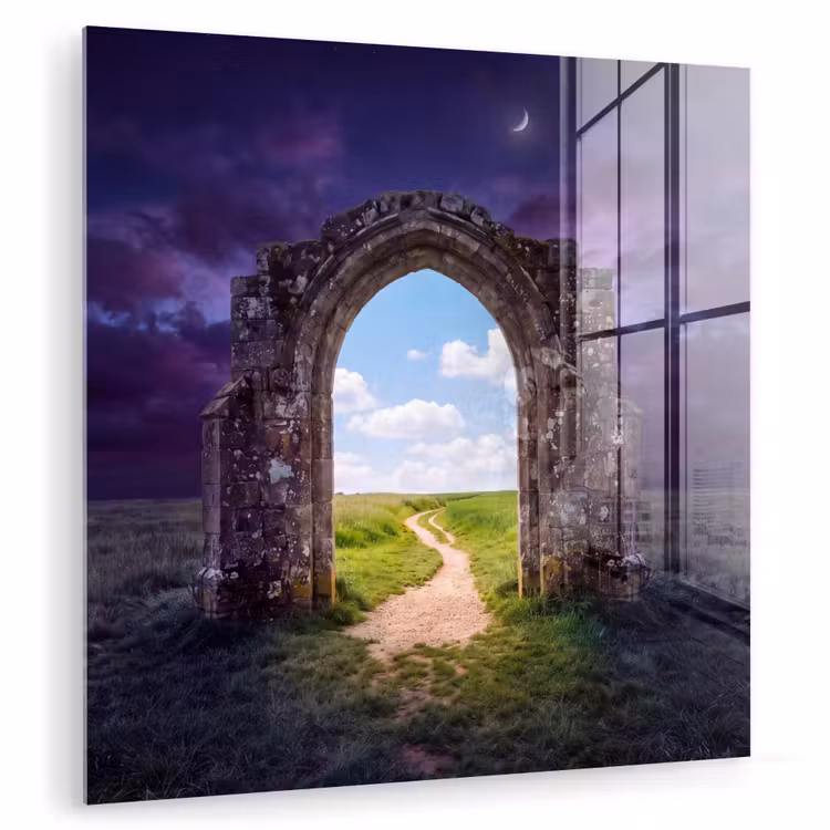 Glasbild - Bogen – Landschaft – Kontrast — 1
