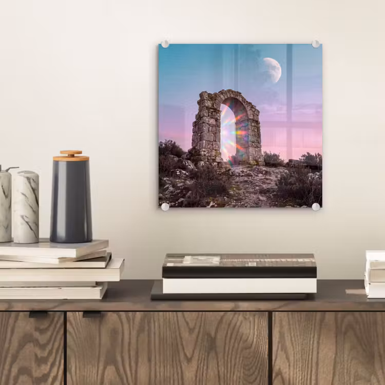 Glasbild - Bogen – Regenbogen – Mond — 2