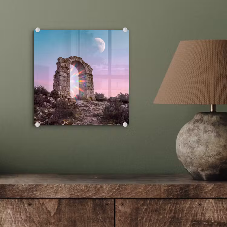 Glasbild - Bogen – Regenbogen – Mond — 4