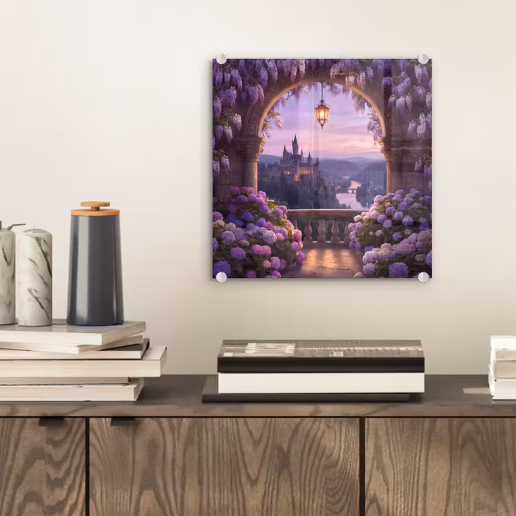 Glasbild - Schloss – Fluss – Abend — 2
