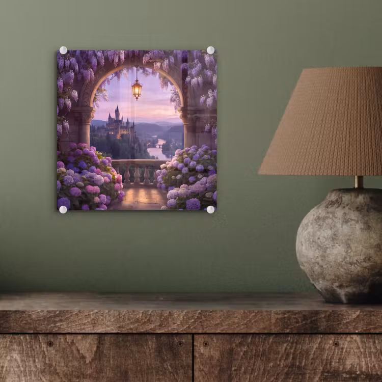 Glasbild - Schloss – Fluss – Abend — 4