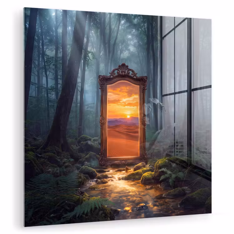 Glasbild - Spiegel – Wald – Natur — 1